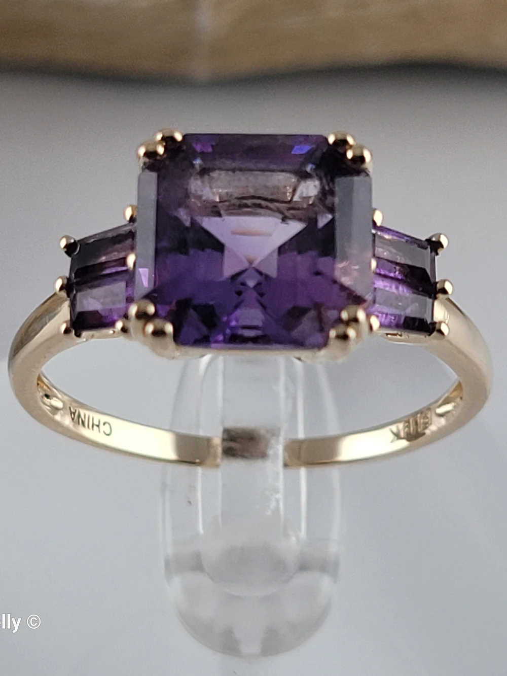 14K Yellow Gold Purple Amethyst Cocktail Ring Size 11 - Solid Gold! 👌🎁